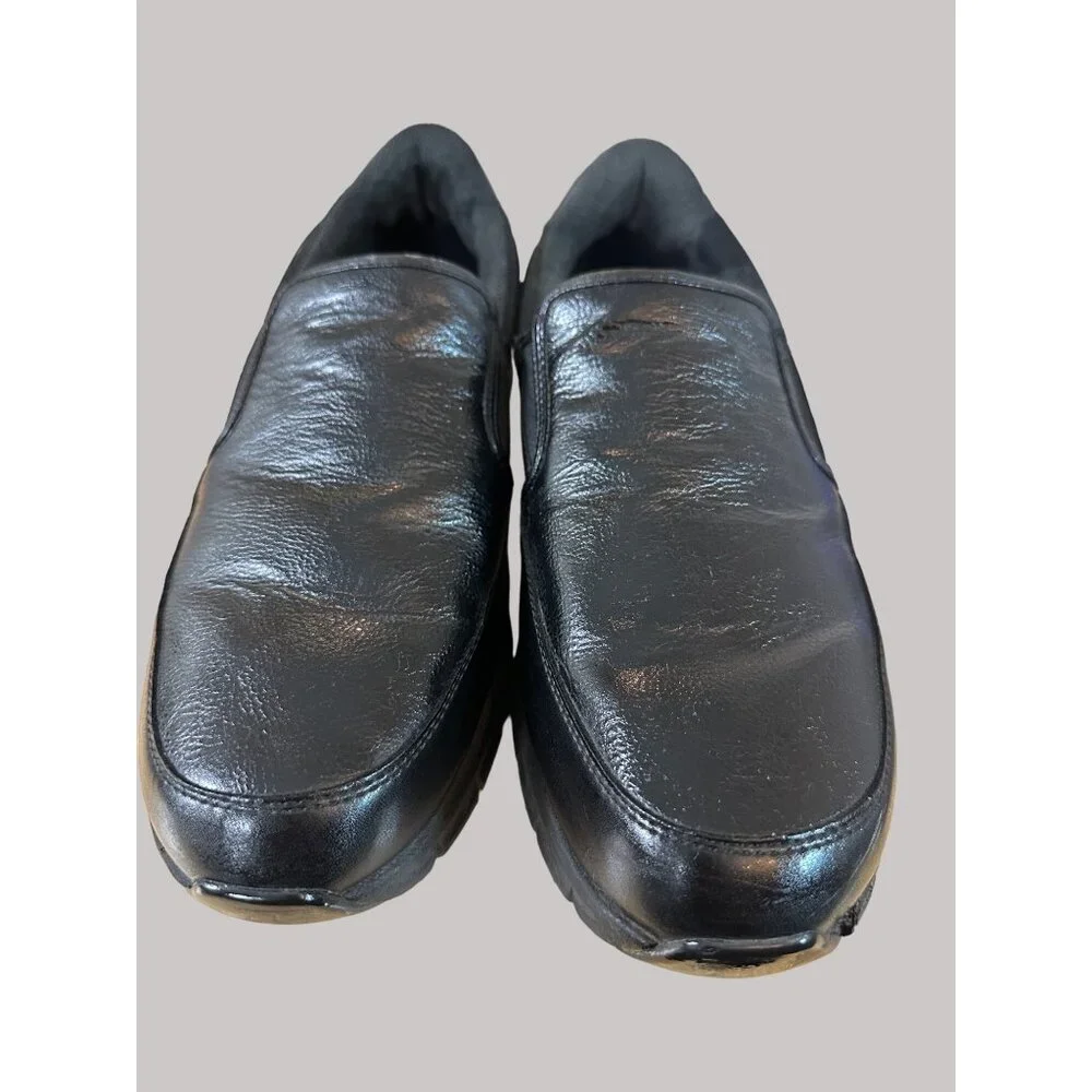 Skechers Size 12 Mens Black Synthetic Slip-Resistant Work Loafers